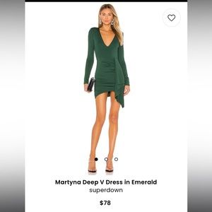 Superdown Martyna Deep V Dress in Emerald